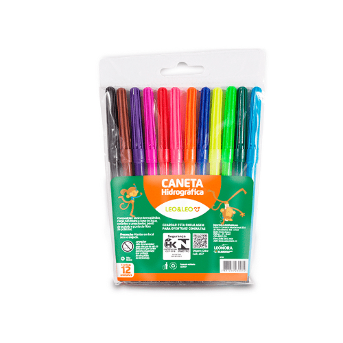 CANETINHA HIDROCOLOR - 12 CORES - LEOELEO