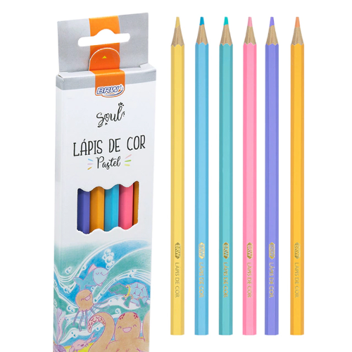 CAIXINHA DE LÁPIS TONS PASTÉIS - BRW - 6 CORES