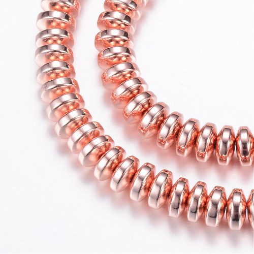 Hematita redonda plana  Oro rosa 4x2mm