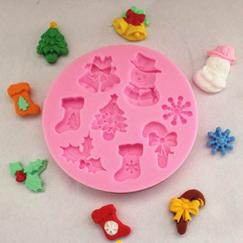 Molde pequeño redondo de silicón navideño