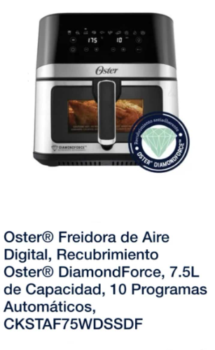 freidora de aire oster digital 7,5 litros