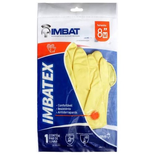 Luva de Latex Imbat Forrada 8-M Amarela