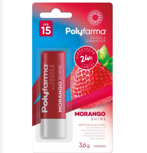 Protetor Labial Polyfarma 3,6g F15 Morango