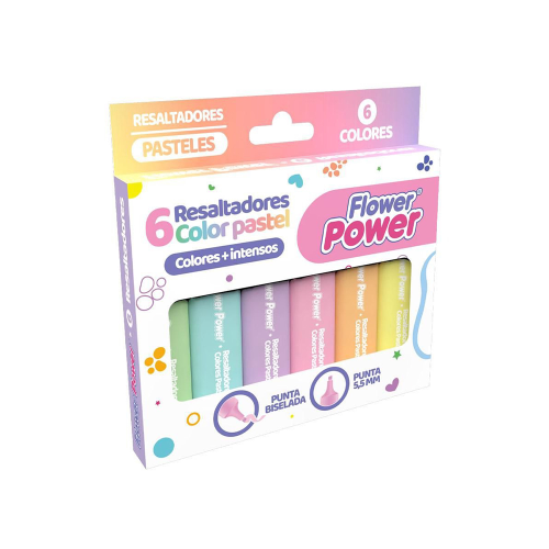 Resaltadores color  Pastel Primavera Flower Power X 6 Unidades