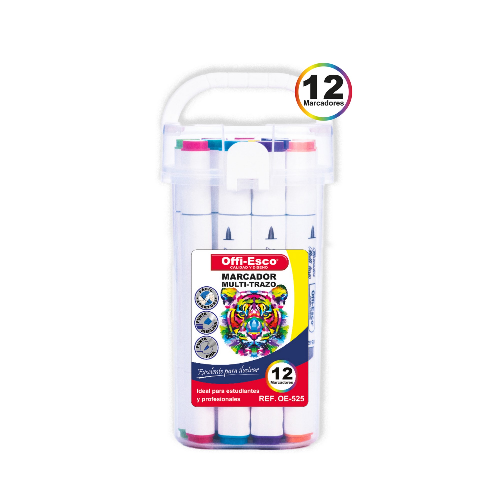 Marcador permanente multi-trazo x 12 Unds. Offi-Esco