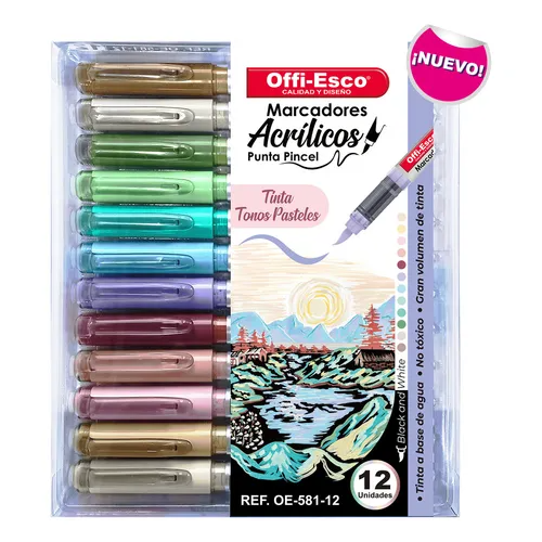 Marcadores Pastel Acrílicos X 1 Unds Punta Pincel Offi-esco