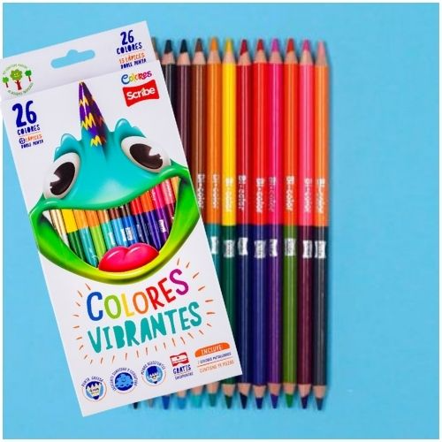 Colores Scribe Doble Punta x 26u mas sacapuntas