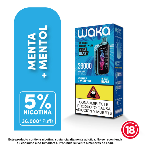 WAKA 36k Ice Blast MENTA – Vaporizador Desechable 36.000 Puffs