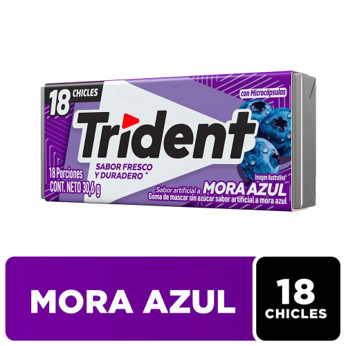 Chiclets Trident Mora Azul x 18un