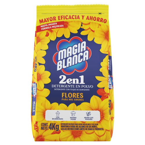 Detergente en Polvo Magia Blanca 2 en 1 Floral