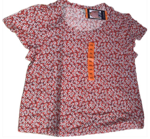 Lucky Brand 0001 Blusa Roja con flores blancas XXL