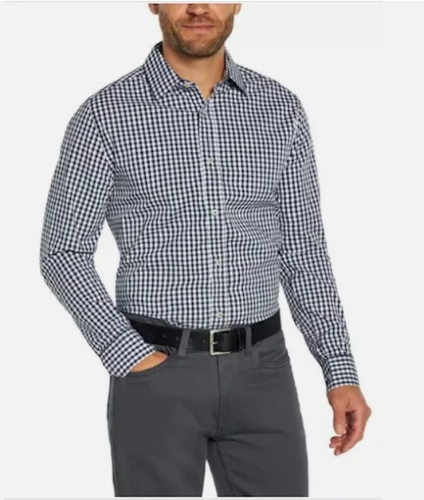 BANANA REPUBLIC T/XL CAMISA FORMAL DE VESTIR DE MANGA LARGA PARA HOMBRE, AZUL CUADRICULADO TALLA XL