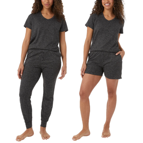 32 GRADOS PIJAMA T/XL DE 3 PIEZAS PARA DAMA  BLUSA, PANTALONETA Y JOGGER COLOR NEGRO