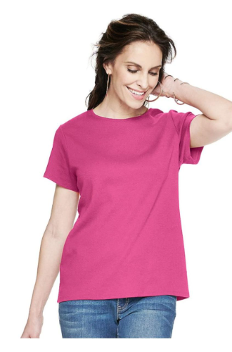 CROFT & BARROW T/S BLUSA DE MANGA CORTA PARA DAMA COLOR FUSCIA TALLA S
