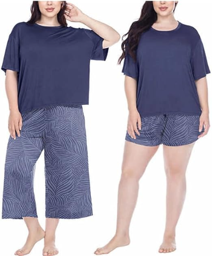 Honeydew T/S Pijama pantalón corto Azul-rayas 3pzs TALLA S