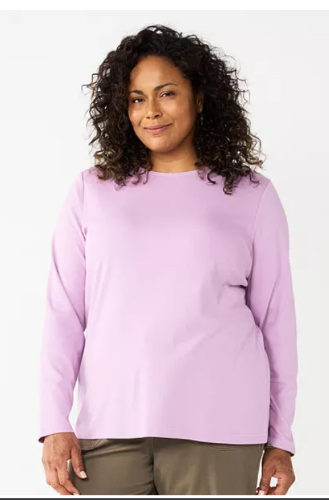 Croft & Barrow 0023 Blusa LILA Manga Larga XXL