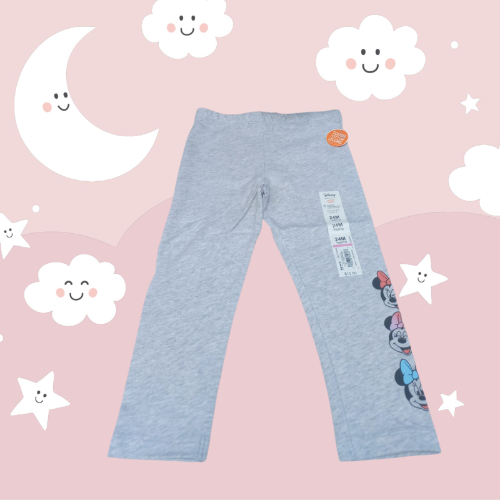 DISNEY CAJA NO. 25 JUMPING BEANS LEGGINS PARA NIÑA COLOR GRIS CARITAS MINNIE TALLA 24M