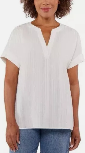 MATTY M BLUSA T/XS PARA DAMA 100% ALGODON COLOR BLANCO CUELLO V TALLA XS