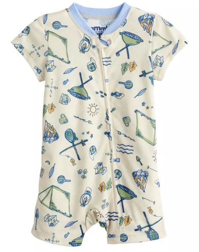 JAMMIES FOR YOUR FAMILIES CAJA NO. 22 PIJAMA MAMELUCO T/12M CORTO PARA NIÑO COLOR BEIGE ESTAMPADO TALLA 12MESES