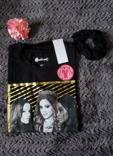 DISNEY DESCENDIENTES 3 BLUSA T/14 JUVENIL DE MANGA LARGA CON ACCESORIO PARA EL CABELLO COLOR NEGRO ESTAMPADO TALLA 14