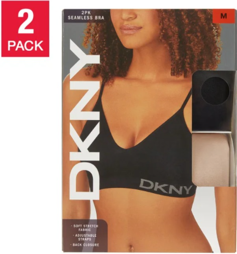 DKNY 2PACK T/XL DE BRASIERES SIN COSTURA PARA MUJER COLOR NEGRO TALLA XL