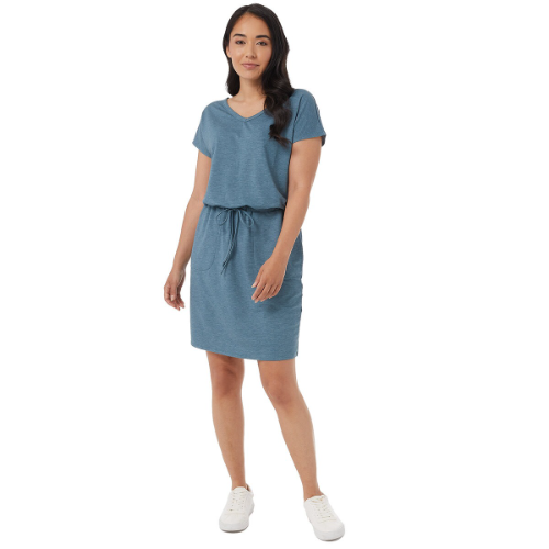 32 GRADOS T/L VESTIDO CON CINTA AJUSTABLE A LA CINTURA DE DAMA COLOR CELESTE
