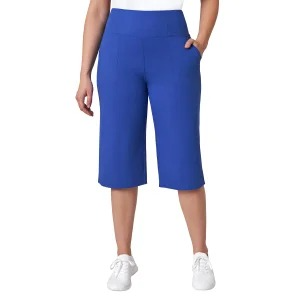 MONDETTA CAPRI DE PIERNA ANCHA Y TIRO ALTO PARA MUJER COLOR AZUL TALLA XXL