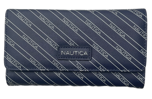 NAUTICA BILLETERA AZUL CON RAYAS BLANCAS