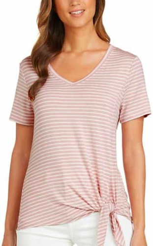 Matty M 0002 Blusa Rosada Lineas Blancas XL