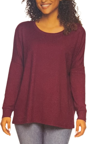 FELINA BLUSA T/XL PARA DAMA DE MANGA LARGA COLOR ROJO VINO  TALLA XL