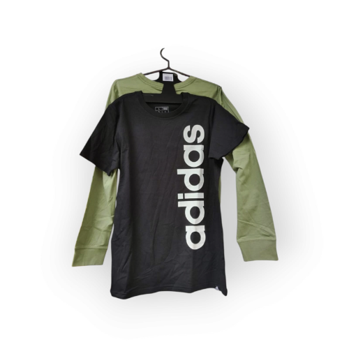 ADIDAS T/L 14/16 TWO PACK PARA JOVENES TEE MANGA LARGA NEGRO/VERDE OLIVA