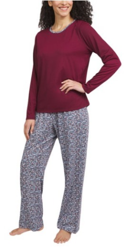 LANDS END T/XS PIJAMA DE 2 PIEZAS PARA DAMA COLOR ROJO FLOREADO TALLA XS