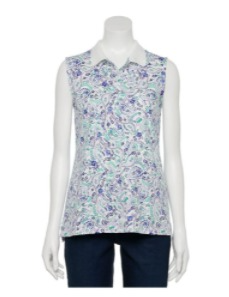 CROFT & BARROW CAJA NO. 23  BLUSA TIPO POLO DE DAMA SIN MANGAS COLOR FLOREADO TALLA XL