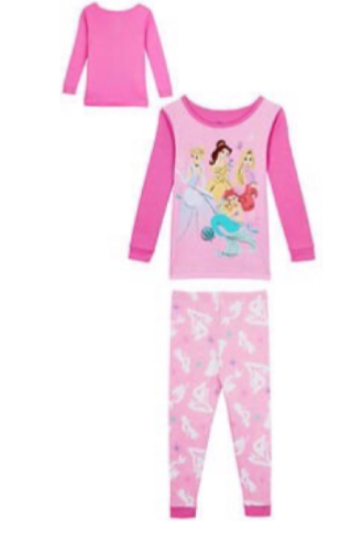 DISNEY PRINCESAS T/5 CAJA NO. 21 PIJAMA DE 2 PIEZAS PARA NIÑA COLOR ROSADO  TALLA 5