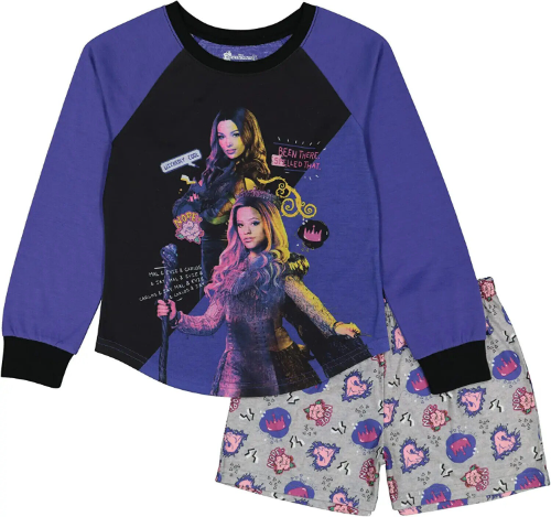 DISNEY DESCENDIENTES PIJAMA T/8 MORADA CON SHORT DE NIÑA TALLA 8