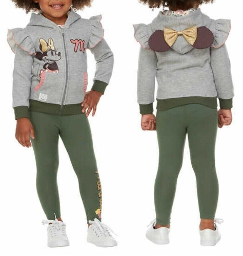 DISNEY MINNIE TRAJE DE 3 PIEZAS PARA NIÑA COLOR VERDE/GRIS TALLA 5