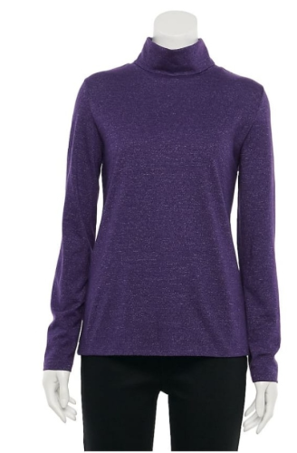 CROFT & BARROW BLUSA DE MANGA LARGA Y CUELLO DE TORTUGA COLOR MORADO TALLA L
