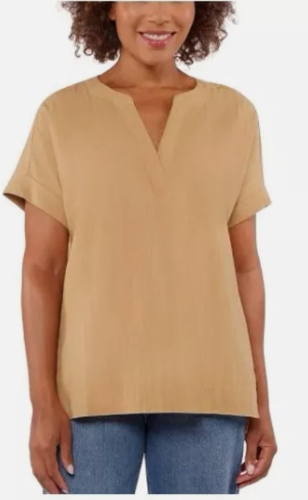 MATTY M T/XS BLUSA PARA DAMA 100% ALGODON COLOR AMARILLO CUELLO V TALLA XS