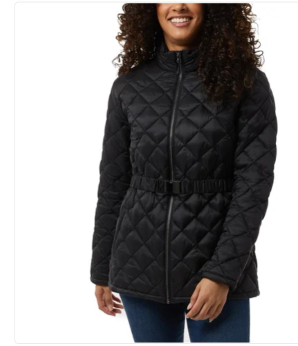 32 Grados Heat Chumpa T/S para mujer, acolchada, con cincho a la cintura, negro, talla S