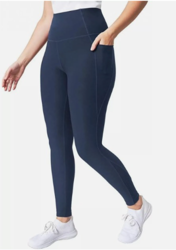MONDETTA CAJA NO. 16 LICRA/LEGGINS T/S PARA MUJER COLOR AZUL  (LISA) CON TRANSPARENCIA TRIANGULAR EN EL TOBILLO TALLA S