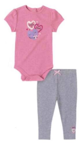 KIDS  HEADQUARTERS T/18M CAJA NO. 25 CONJUNTO DE 2 PIEZAS PARA NIÑA COLOR ROSADO/GRIS TALLA 18 MESES