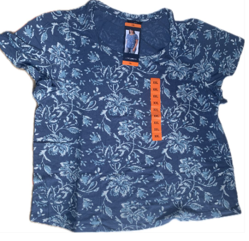 Lucky Brand 0005 Blusa Azul con flores blancas XXL