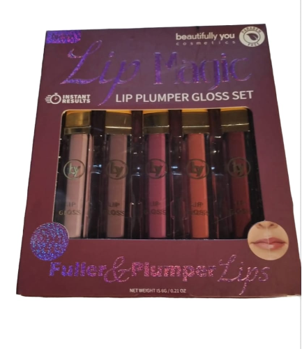 BEAUTIFULLY YOU COSMETICS LIP MAGIC LIP PLUMPER GLOSS SET 5 PIEZAS