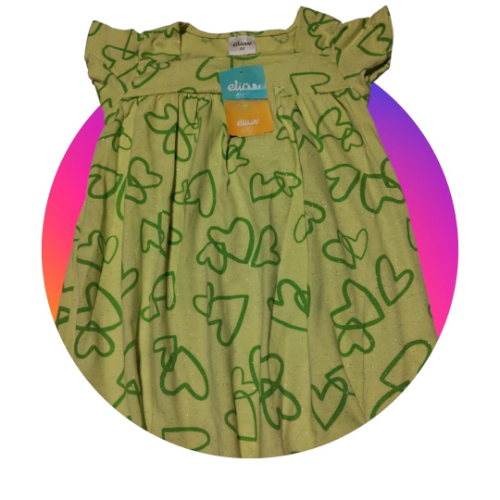 ELIAN T/2 CAJA NO. 25 VESTIDO PARA NIÑA COLOR VERDE CON CORAZONES TALLA 2