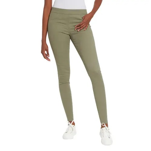 Gloria Valderbilt Pull On 0011 Pantalón de Lona Verde 16