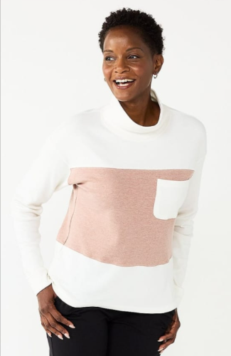 Croft & Barrow 0041 Blusa Cuello Tortuga Biage con Cafe XL