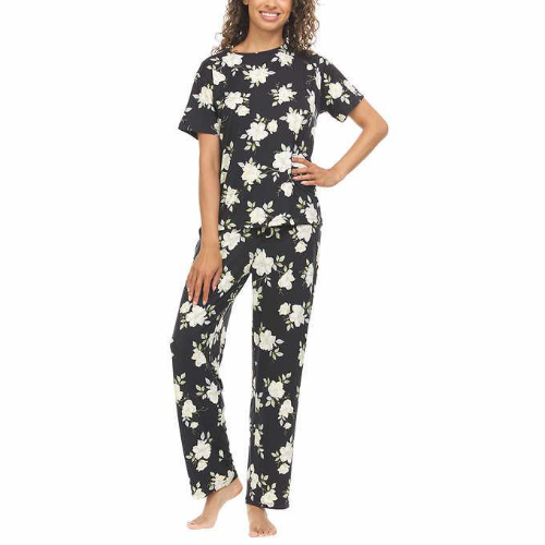 Flora Nikrooz T/XL Pijama Negra Floreada 2pzs XL