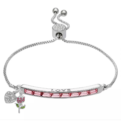 BRILLIANCE PULSERA DE FLOR Y CORAZON LOVE ROJA