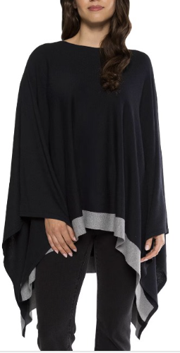 MATTY M CHALINA/PONCHO PARA DAMA COLOR NEGRO CON GRIS UNITALLA