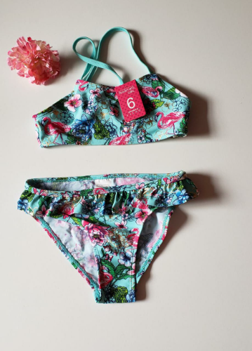 Boulevard Girl CAJA NO. 26 Traje baño 2 pzs verde flores para niña talla 8